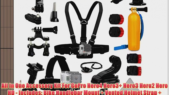 All In One Accessory Kit For GoPro Hero4 Hero3  Hero3 Hero2 Hero HD - Includes: Bike Handlebar