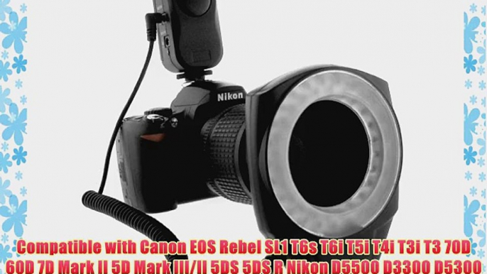 BIRUGEAR Macro Ring Flash LED Light Works with Canon/Sony/Nikon/Sigma/Olympus lenses DSLR Digital