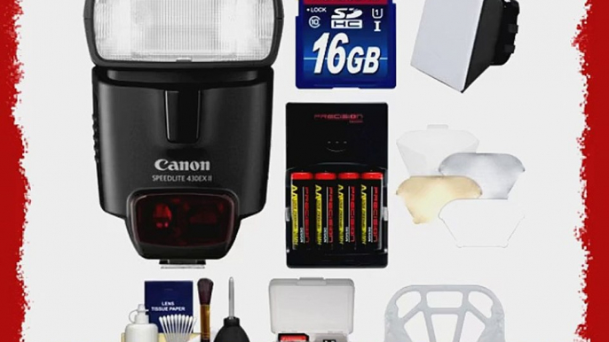 Canon Speedlite 430EX II Flash with 16GB SD Card   Softbox   Bounce Diffuser   Batteries