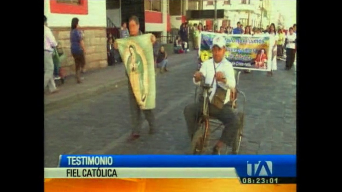 Fieles católicos participaron en la procesión del Señor del Buen Suceso en Riobamba