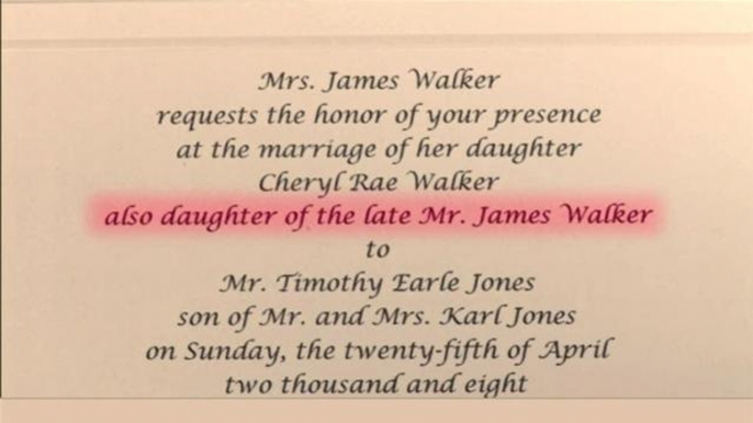 How To Write Wedding Invitations In Honor Of Deceased Parent