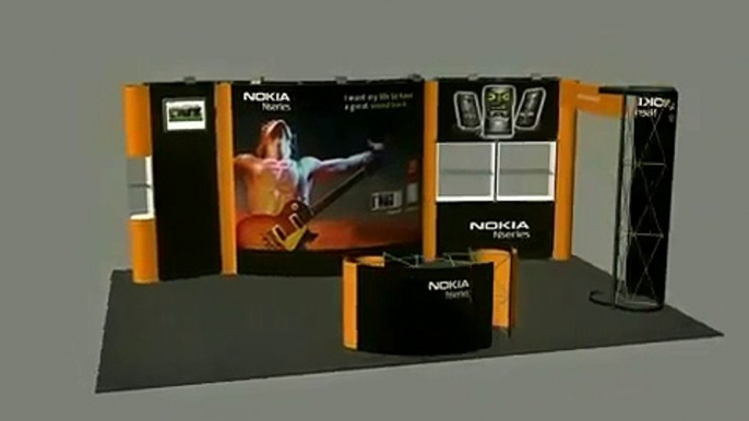 5 in 1 trade show booth & display designs Las Vegas - Pop-Up, Portable exhibit Animation video