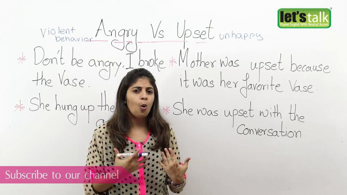 Difference between the words - 'Angry' and 'Upset' - English Speaking Lesson