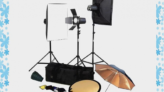 CowboyStudio Photo Studio 480 Watt Three Monolight Flash Lighting Kit with Carrying Case -