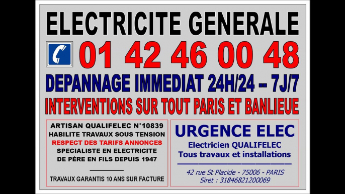 ELECTRICIEN PARIS 16 75016 75116 DEPANNAGE ELECTRICITE 7/7