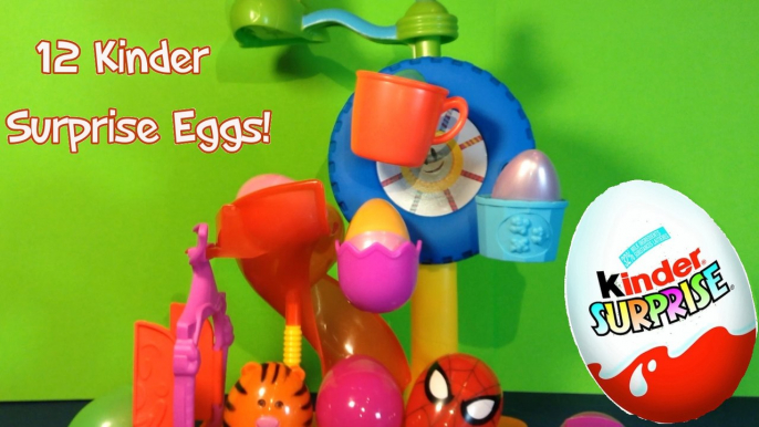 12 Kinder Surprise Eggs Toys w/ Batman Spiderman TMNT Disney Jungle Book and Planes!