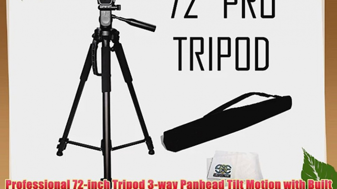 Professional 72-inch Tripod 3-way Panhead Tilt Motion with Built In Bubble Level for Sony Handycam