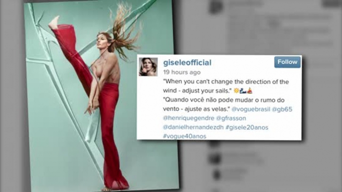 Gisele Bundchen Celebrates Vogue With Flexible, Topless Photo