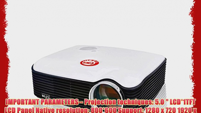 YISCOR LED Projector Multimedia White HD 1080P 800*600 2000Lumens LCD HDMI Laptop USB for Home