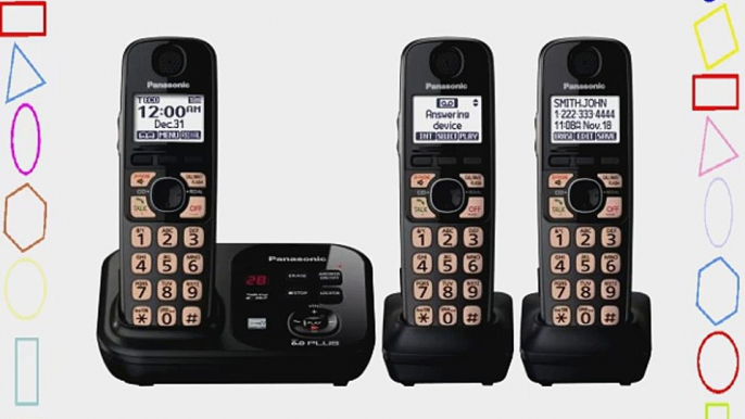 Panasonic KX-TG4733B DECT 6.0 Cordless Phone with Answering System Black 3 Handsets