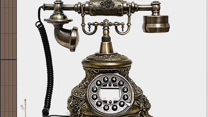 Bronze Retro Vintage Antique Style Push Button Dial Desk Telephone Phone Home Living Room Decor