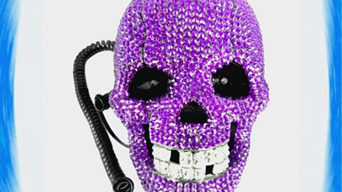 Smays Fearful Diamond Rhinestone Skull Shape Novelty Cord Phone Telephone - Purple Color