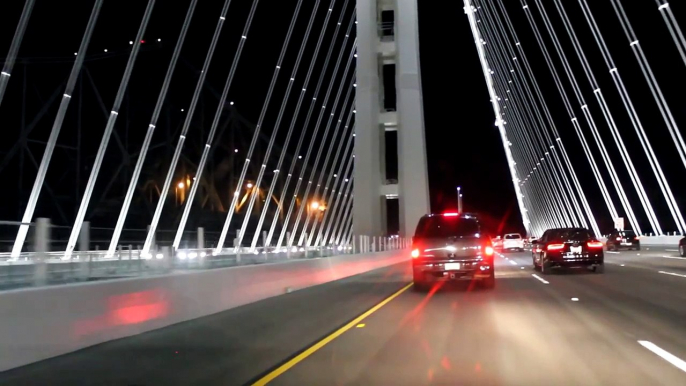 New San Francisco Bay Bridge Opening Night Drive Westbound And Eastbound