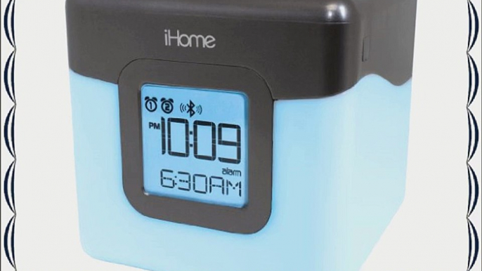 iHome iBT28GC Bluetooth Color Changing Dual Alarm Clock FM Radio with USB Charging