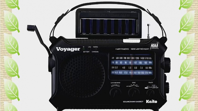 Kaito KA500IP-BLK Voyager Solar/Dynamo AM/FM/SW NOAA Weather Radio with Alert and Cell Phone