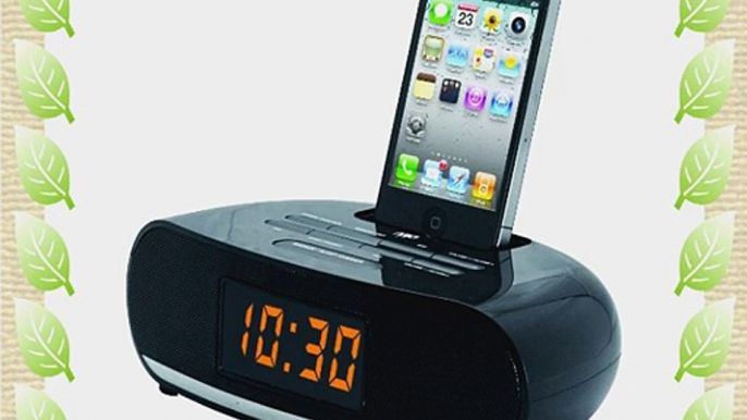 NAXA Electronics PLL Digital Alarm Clock Radio with Dock for iPod/iPhone Black