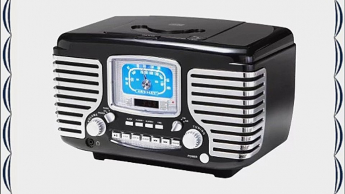 Crosley CR612-BK Corsair Retro AM/FM Radio with CD Player and Dual Alarm Clock (Black)