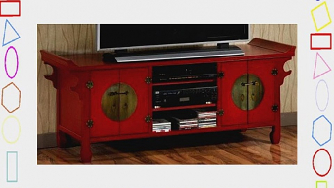 Wuchow Widescreen Tv Stand With Wood Doors 24H WOOD-DOOR ANTIQUE RED