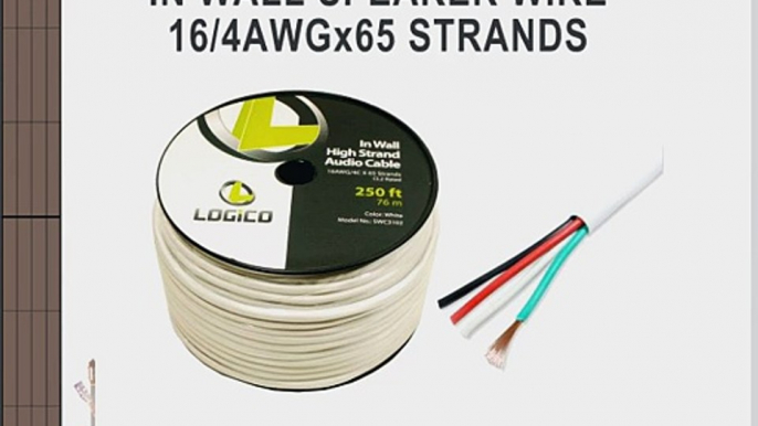 Logico In Wall CL2 Speaker Wire 16 Gauge 4 Conductor 65 Strands 250ft