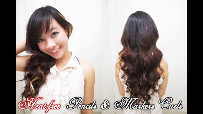 Heatless Curls/Waves l How to Curl Your Hair With Markers & Pencils l No Heat Curly/Wavy Hair