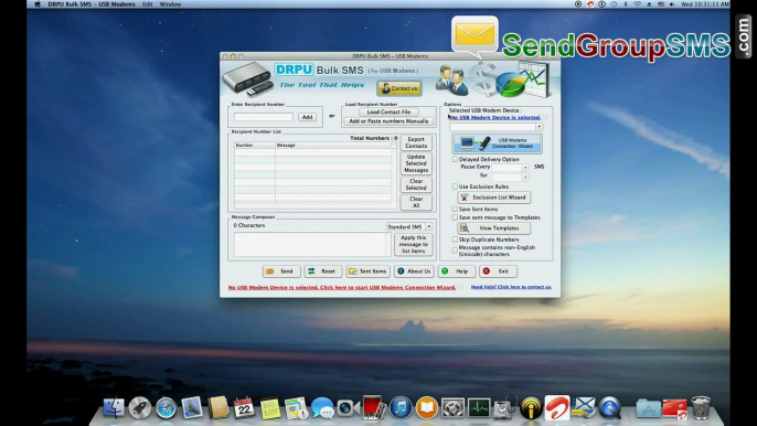 Sends bulk SMS from MAC PC using Multiple USB Modem