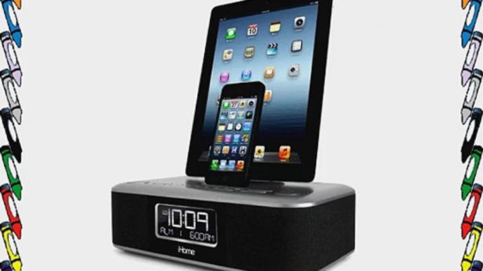 iHome Dual Alarm Clock Radio for iPad iPhone and iPod with Two Flexible Lightning Docks and