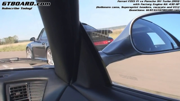 HD: Ferrari F355 F1 vs Porsche 911 Turbo (993) with Engine Kit 430 HP: GTBOARD.com