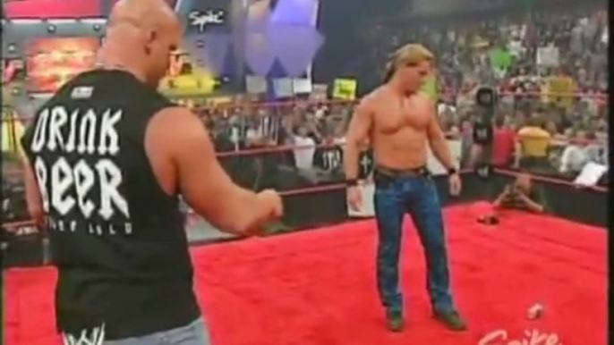 Y2J gets stunnered by Austin - 08.09.03