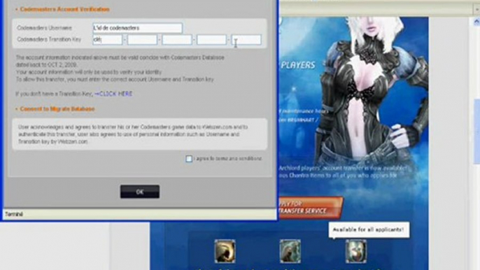 Transfert de compte Archlord [Codemasters/Webzen]