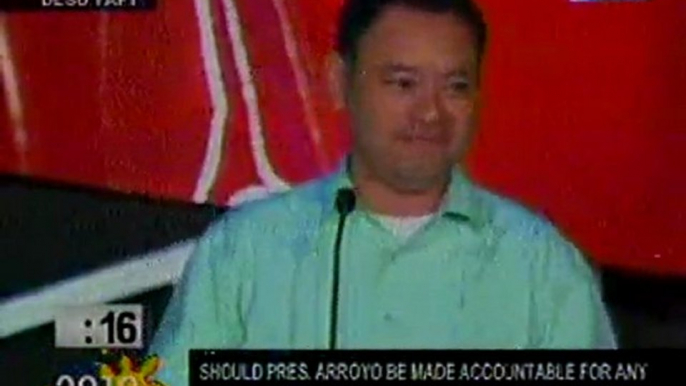 Gibo Teodoro grilled on Arroyo ties