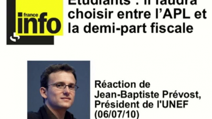 Cumul entre APL et demi-part fiscale: l'UNEF réagit