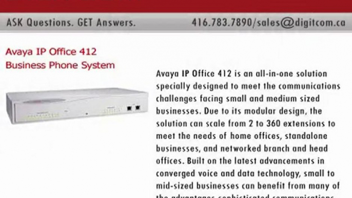 Avaya IP Office 412 Business Phone System | Digitcom.ca (Bus