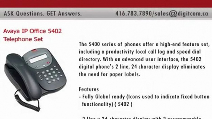 Avaya IP Office 5402 Telephone Set | Digitcom.ca (Business P