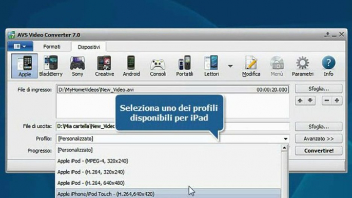 Come convertire file video per iPad?