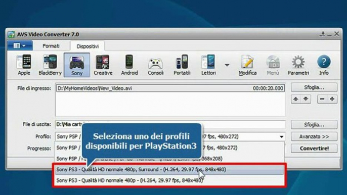 Come convertire file video Full HD per Sony PS3?