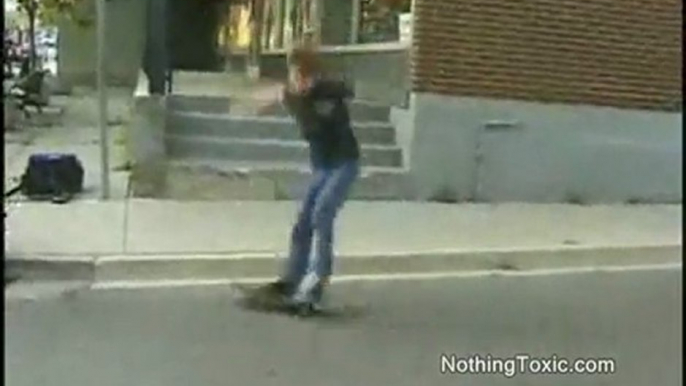 skateboarder snaps head after missed 360 flip over stairs