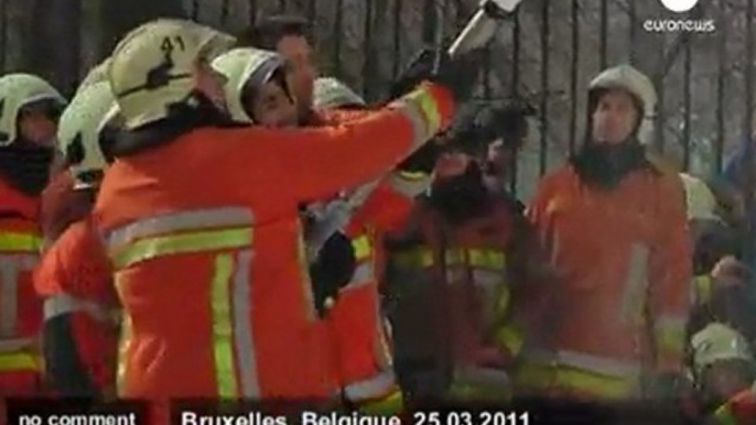 Firefighters spray foam over police officers - no comment