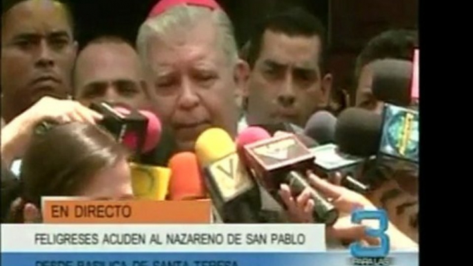 El Cardenal Urosa Savino antes de oficiar su misa de Semana