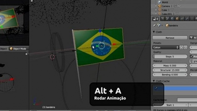 Blender 3D Tutorial: Bandeira ao Vento - Parte3