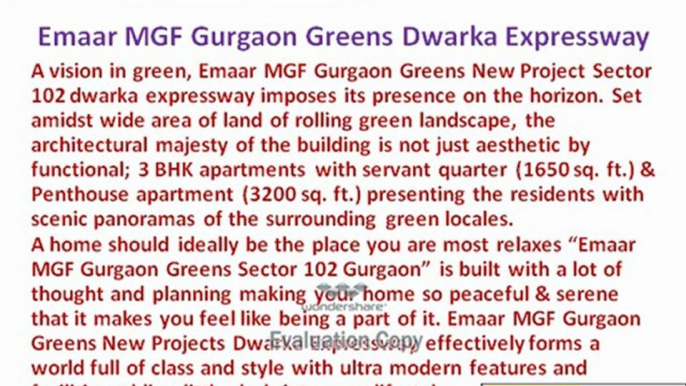 Emaar MGF Gurgaon Greens Sector 102 Dwarka Expressway Gurgaon Apartments