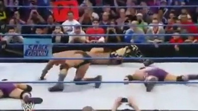 Randy Orton RKOs Tyler Reks, Curt Hawkins Trent Barreta & The Usos 1-27-12