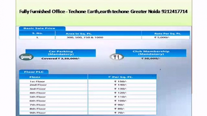 Fully Furnished Office - Techone Earth,earth techone Greater Noida 9212417714