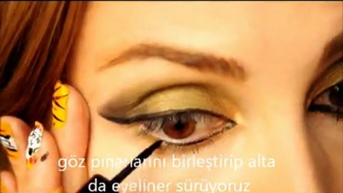 Arap Tarzı Makyaj Uygulama Türkçe-Green Arabic Make Up Tutorial