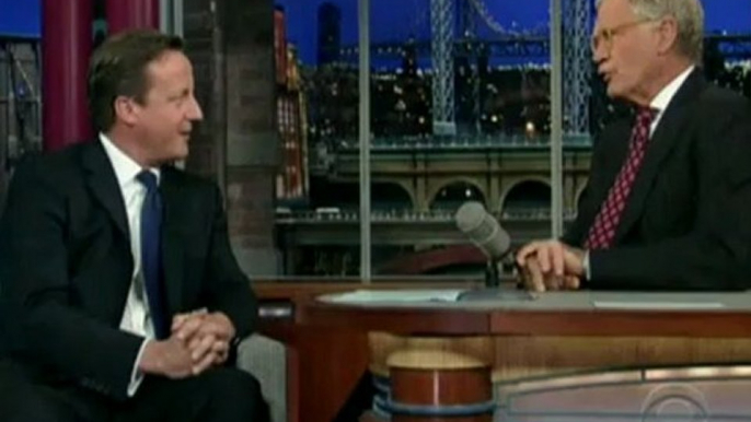 David Cameron appears on The Late Show with David Letterman