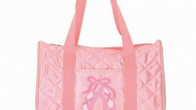 who sells Danshuz Girl Pink Satin Quilted Duffel Bag Ballet Shoe Dance Accessory the cheapest