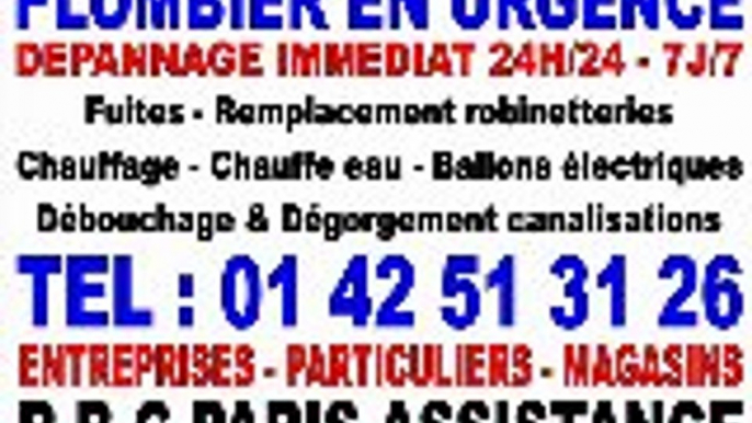 PLOMBIER PLOMBERIE EN URGENCE PARIS - 0142513126