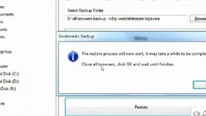 Browsers bookmarks backup - Firefox, Chrome, Opera, Internet Explorer restore