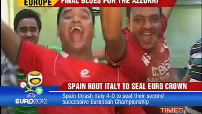 Spanish fans celebrate Euro victory