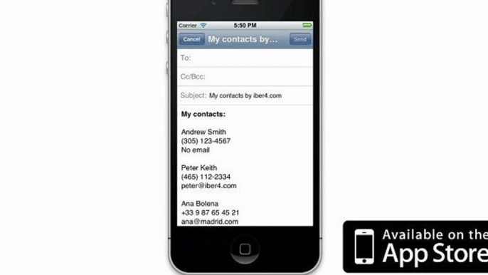 Backup iPhone Contacts to Email - Save Contacts Email App