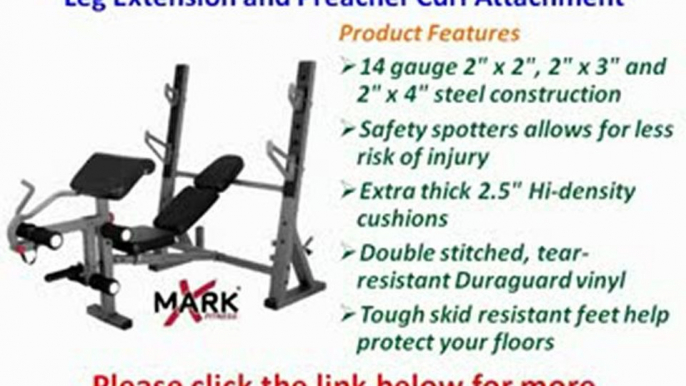 XMark Fitness International Olympic Weight Bench   Leg Extension and Preacher Curl Attachment Best Price